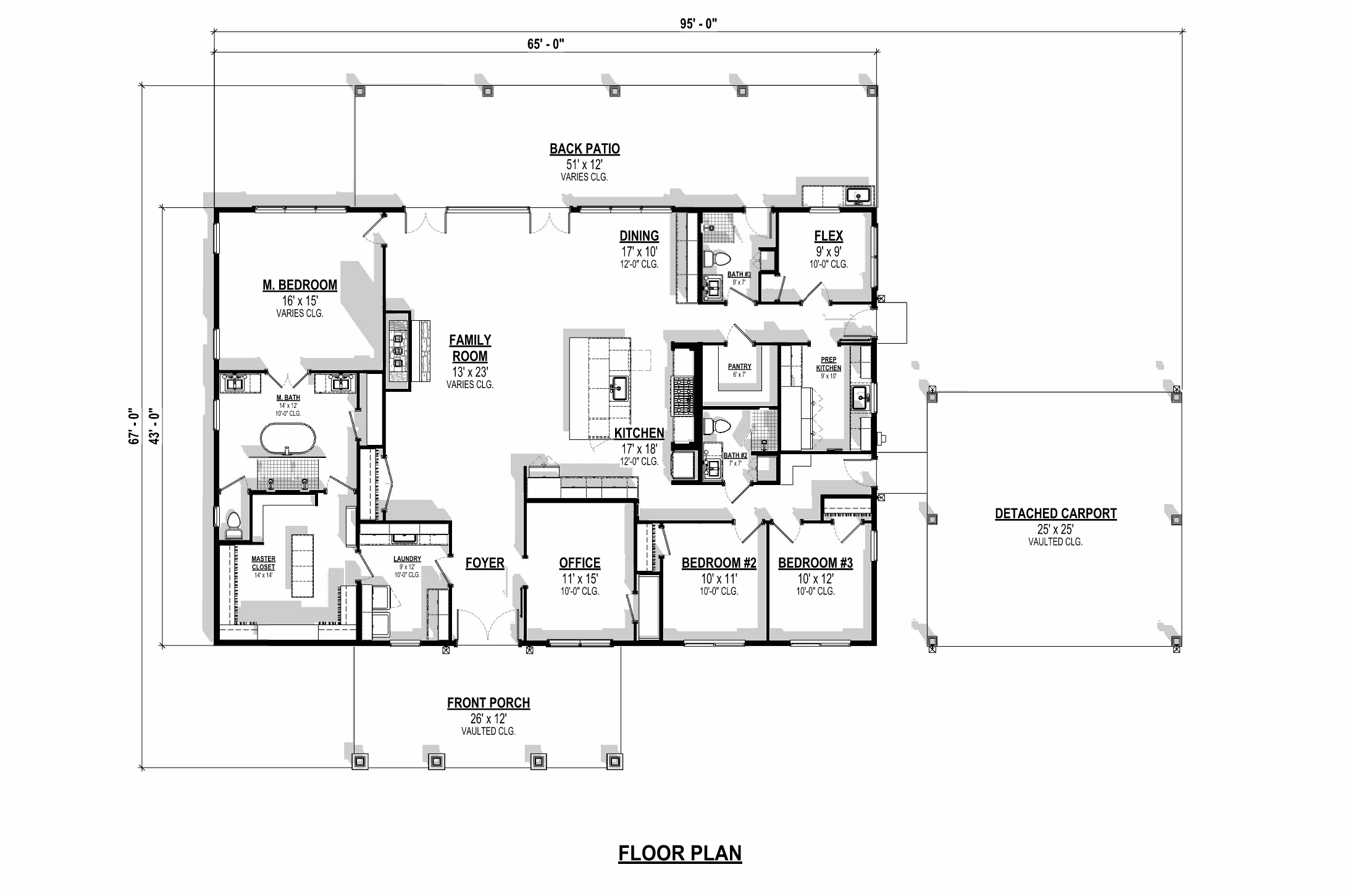 Floor plan for a single story mountain house.