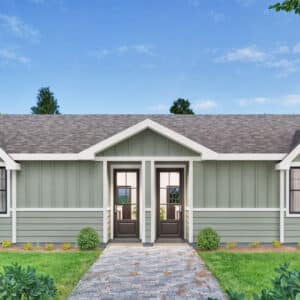 The Newleaf |  1-Bedroom, Single-Story Duplex Home Plan
